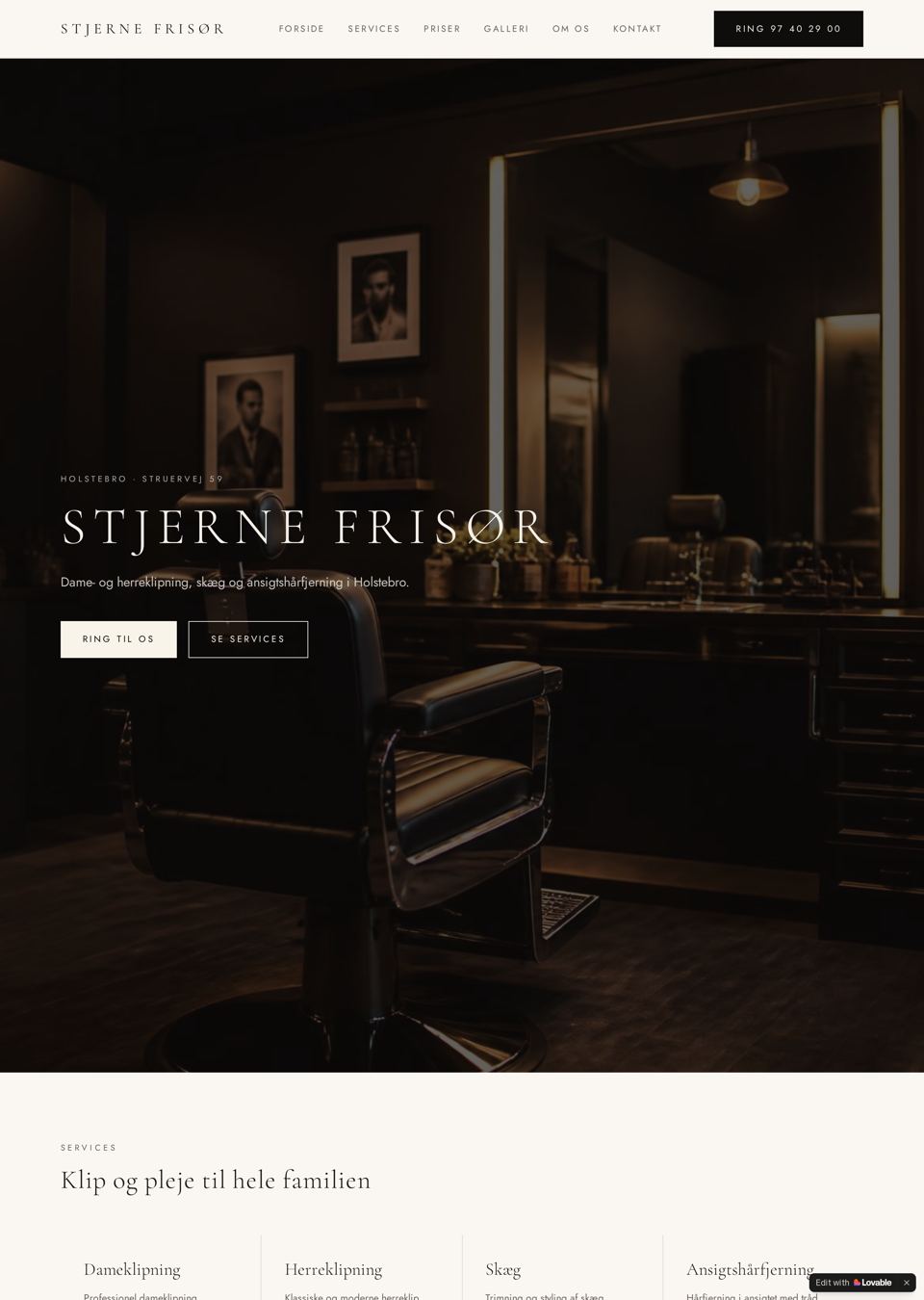 Stjerne Frisør — hjemmeside lavet af Webdesign Vikings